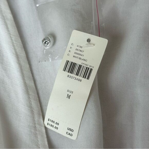 NWT Anthropologie Katerina Button-Front Mini Dress M Linen White Fit & Flare - Picture 3 of 8